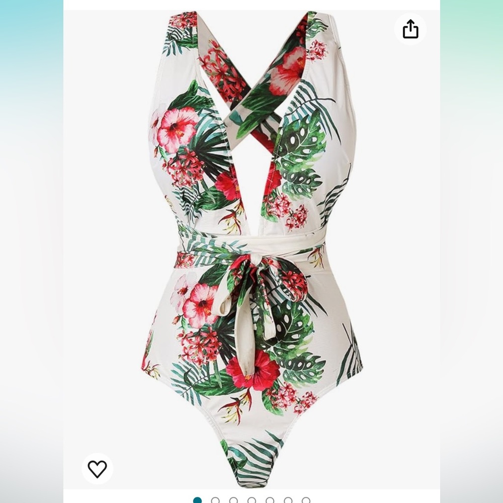 Tropical Criss Cross One Piece Swimsuit